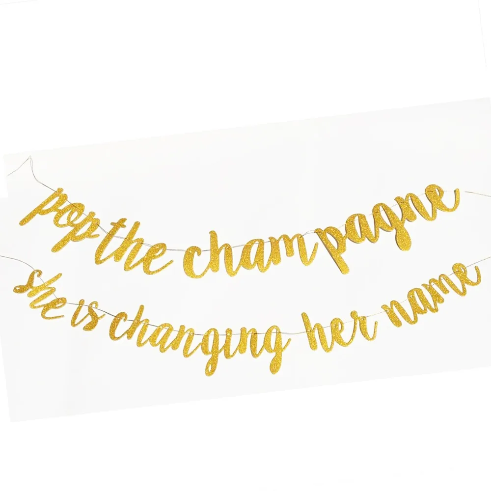 Девичник вечерние украшения комплект поставки Свадебные украшения для душа поп цвета шампанского она меняется ее имя блеск баннер