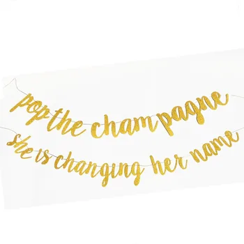 

bachelorette party decorations supplies Kit Bridal Shower Decorations pop the champagne She's Changing Her Name Glitter banner