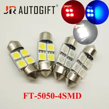 10 шт. гирлянда 5050 4 smd 31/36 мм автомобиля светодиодный светильник 24V 12V белый/синий/красный ft C5W 5050 авто интерьерные лампочки двери Doom светильник стайлинга автомобилей