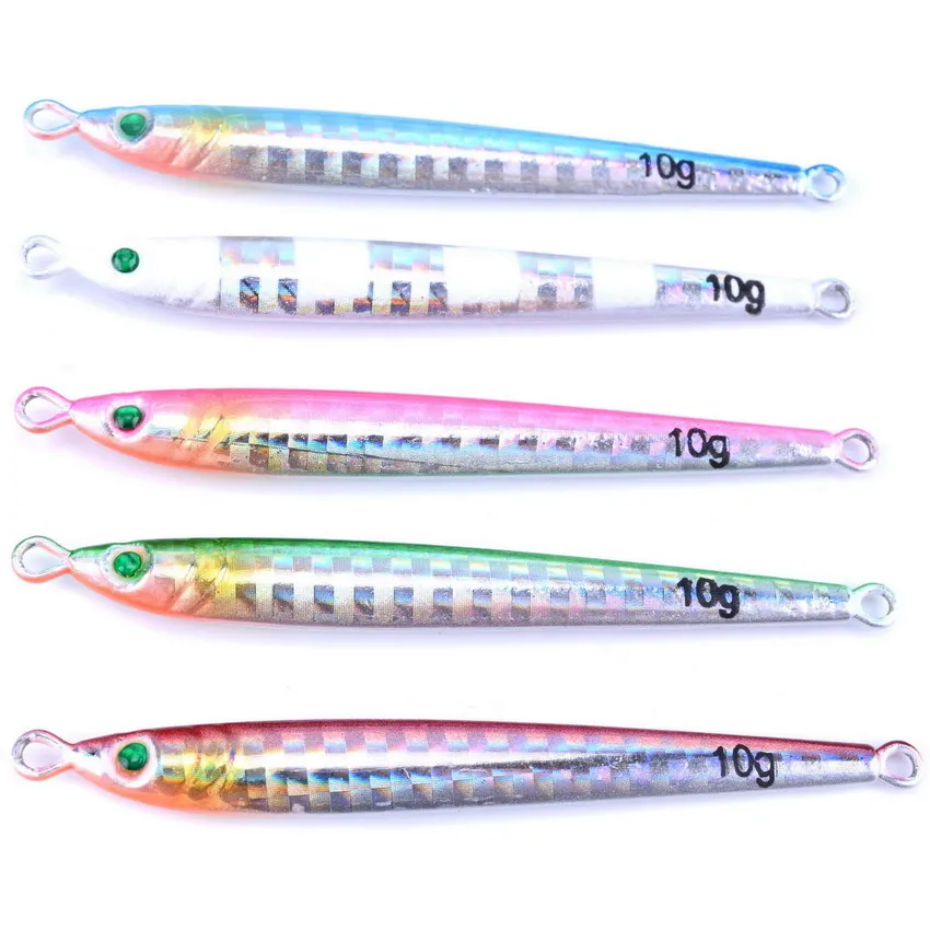 5 unids/lote 7g-100g de Metal señuelo de Pesca cuchara de agua dulce de Pesca señuelo duro rebanada Jig Pesca cebo de Pesca abordar de potera de