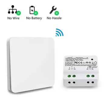 

Kinetic Wireless Lights Switch Kit, No Battery No Wiring, Quick Create or Relocate On/off Switches for Lamps Fans Appliances, Ba