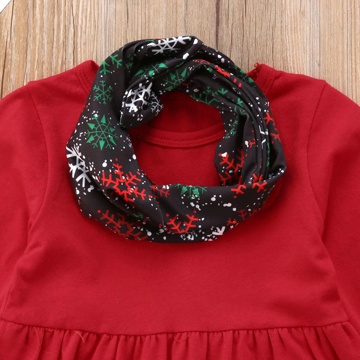 Toddler Kids Baby Girl Christmas Outfit Long Sleeve Snowman T-Shirt Dress Snowflakes Pants Scarf Fall Winter Clothes Set