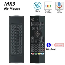 MX3 MX3-L Retroilluminato Air Mouse T3 di Smart Voice Telecomando 2.4G RF Tastiera Senza Fili Per X96 mini KM9 A95X h96 MAX Android TV Box