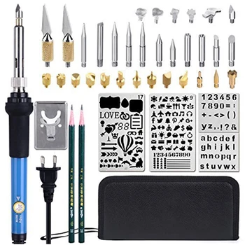 

EU Plug 45 Pcs Wood Burning Kit,Creative Wood Burner Set With Adjustable Temperature Soldering Pyrography Wood Burning Pen + E