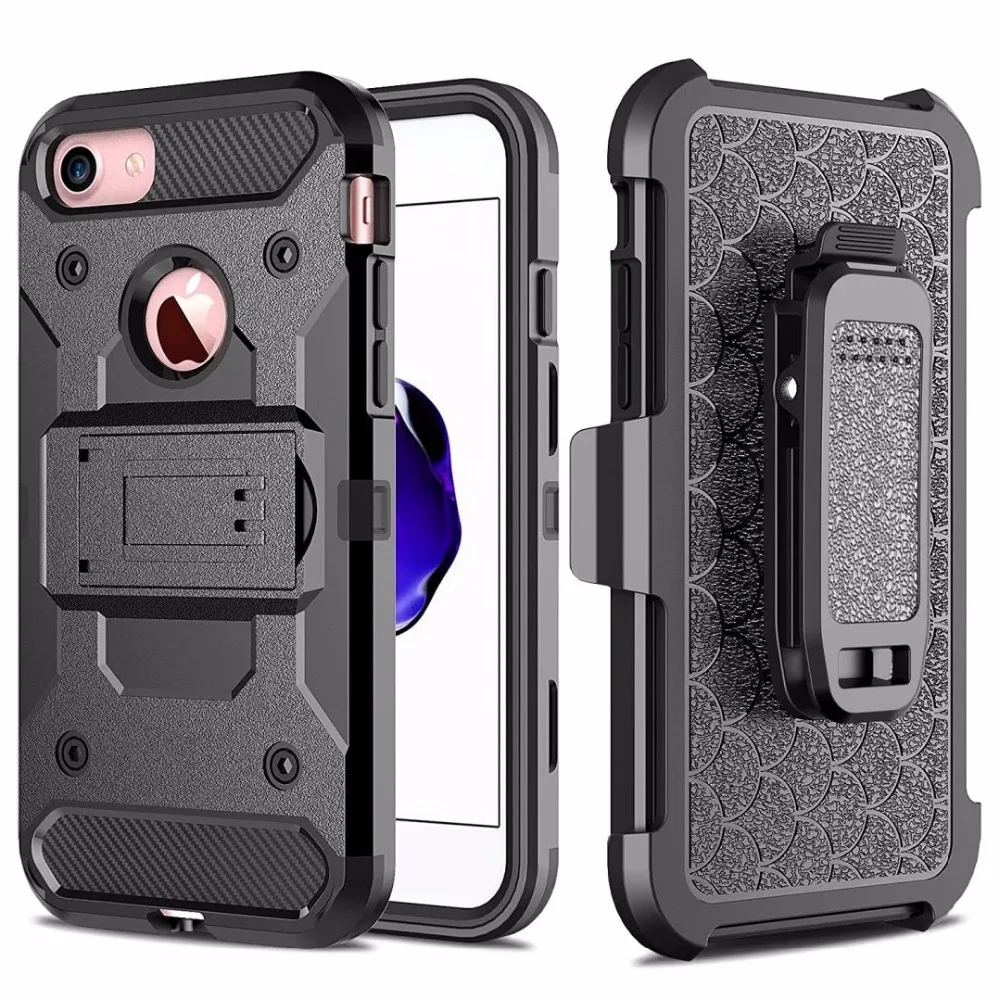 Case For iPhone SE Stand Shell Belt Clip Holster Protect Cover For