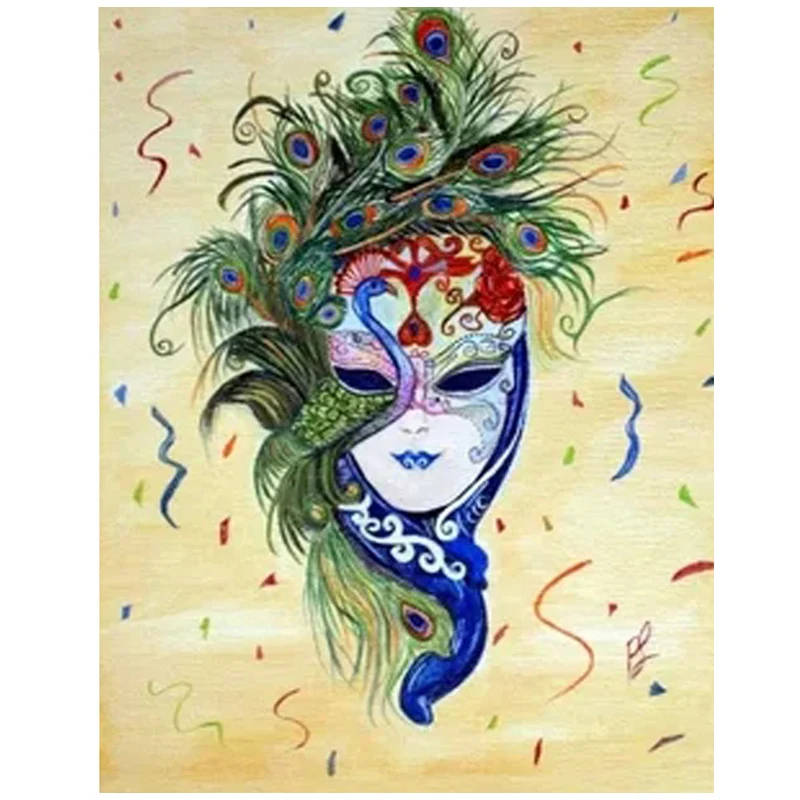

5D Diy Daimond Painting woman peacock mask Full Round square Rhinestones Diamant Embroidery Wedding DecorationZP-1989