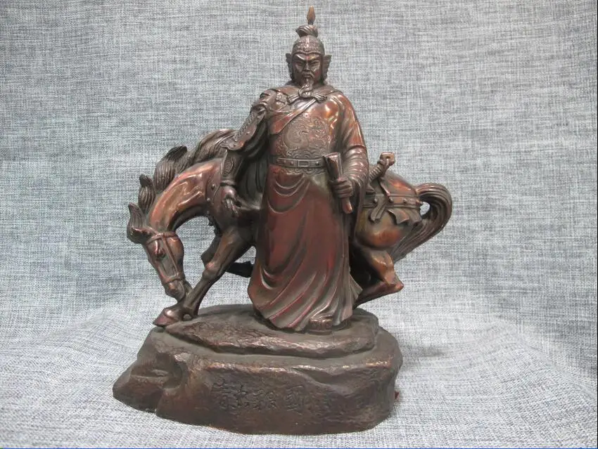

China Pure Bronze Famous National hero General Yue Fei Warrior and Horse Statue