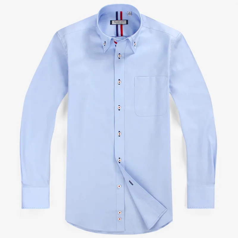 Мужская рубашка с длинным рукавом Smartfive белая Повседневная из 100% хлопка SFL4K62|sleeve
