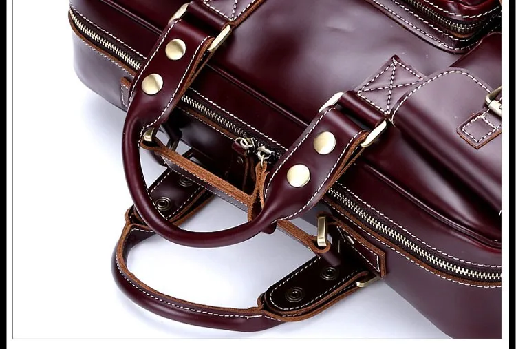 Men genuine leather briefcase 26