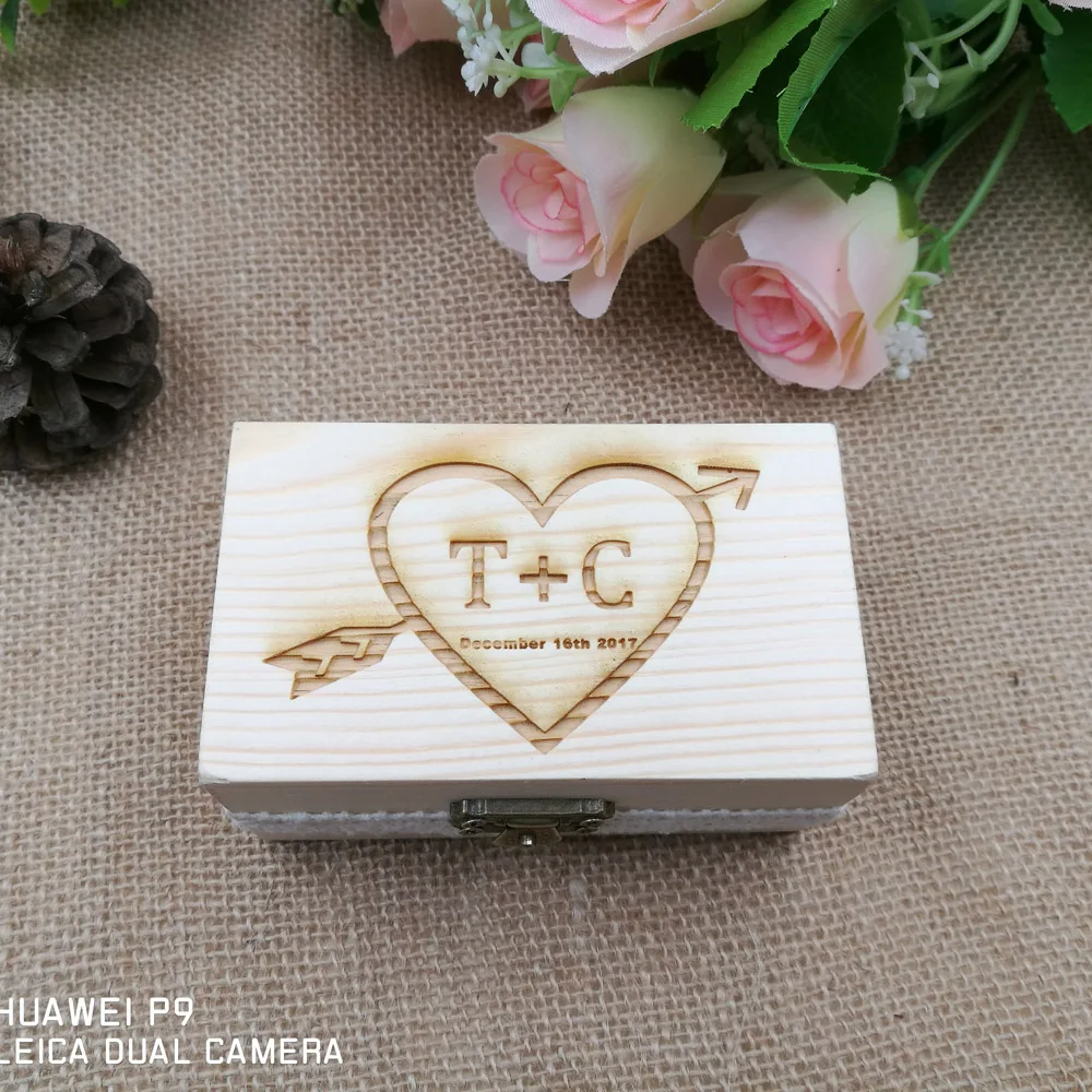 

Customized initials Wedding Ring Box,Rustic Wooden name ring holder box, Personalized Wedding Ring Box with wedding gifts.