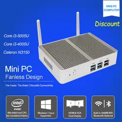 Intel Celeron n3150 4 ядра 12 В безвентиляторный i3 Мини-ПК x86 Win10 Barebone Мини Настольные компьютеры сервер Linux Wi-Fi VGA