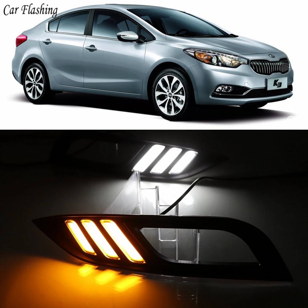 2 шт. светодиодный для Kia K3 Cerato 2013 2014 2015 2016 Габаритные огни DRL Противотуманные фары