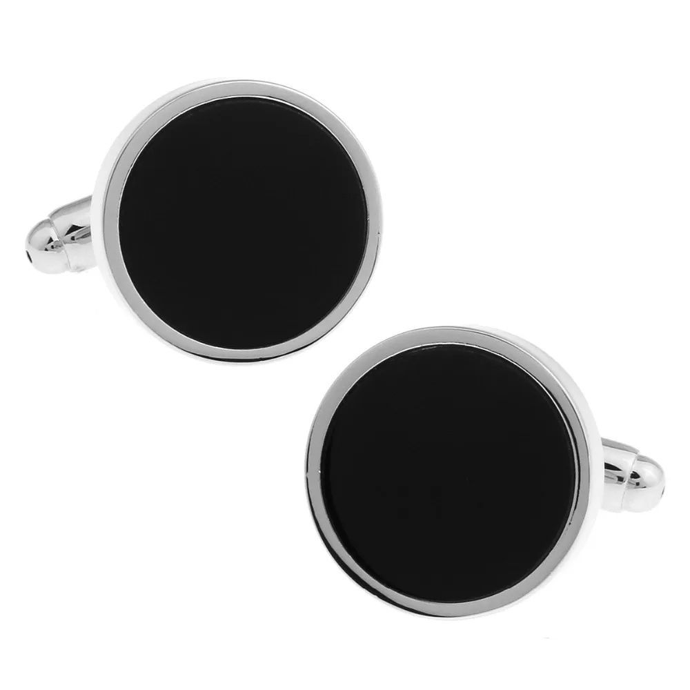 

New Arrival High Quality Men Shirt Designer Enamel Cuff links Retail Copper Material Black Round Design CuffLinks Free Shipping