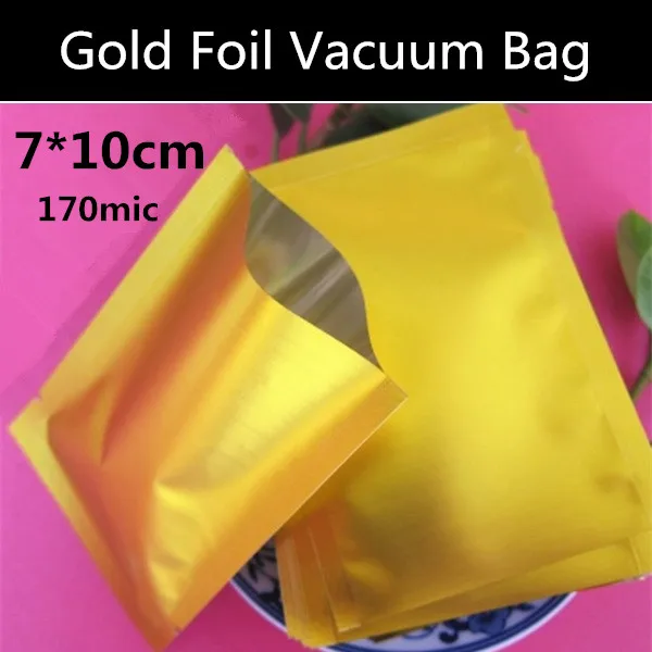 500pcs 7x10cm (2.8'' * 3.9'') Gold Vacuum Aluminum Foil Bag Vacuum Bag