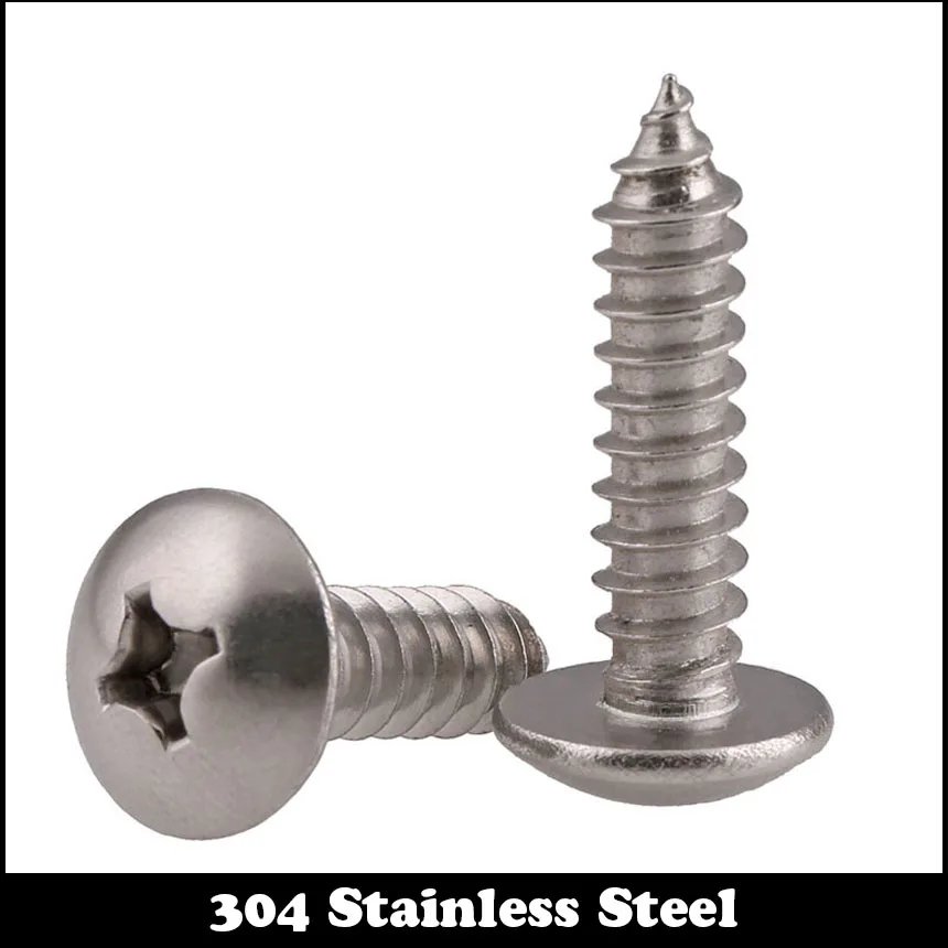 

M5 M6 M5*80 M5x80 M6*40 M6x40 304 Stainless Steel 304SS Philips Cross Recessed Round Truss Mushroom Head Self Tapping Screw