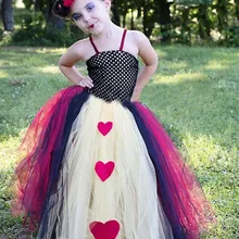 Фатиновые платья принцессы с сердечками; платье-пачка для девочек; Детский костюм Алисы для костюмированной вечеринки на день рождения; карнавальный костюм на Хэллоуин для малышей; Vestidos