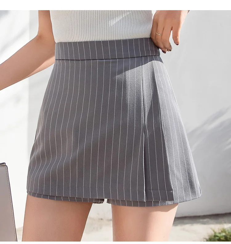 Женские винтажные полосатые шорты юбки летние корейские шорты с завышенной талией женские облегающие офисные костюмы короткие брюки