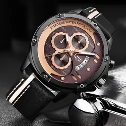 Новый LIGE Montre Homme Luxe для мужчин's Военная Униформа спортивные часы мужчин кожа водостойкие кварцевые часы хронограф Relogio Masculino + коробка