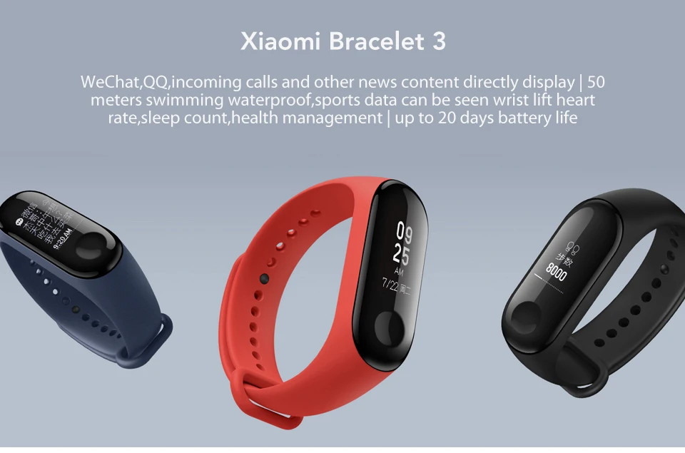 In Stock! Original Xiaomi Mi band 3 Xiomi Heart Rate Monitor Bluetooth 4.2 Xaomi Smart Sport Bracelet OLED Miband 3 Smartband (1)