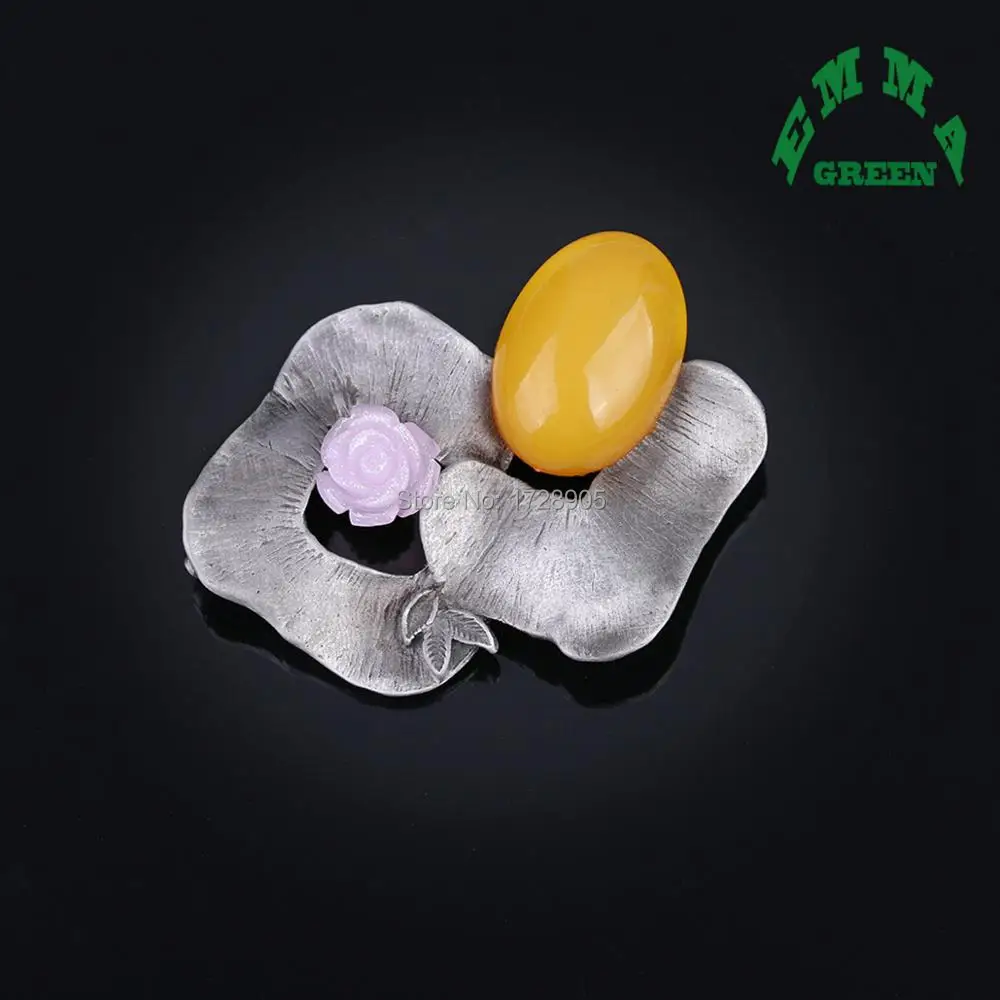 

Mustard Red Green Blue Stone Lotus Flower Brooches 40x60mm Men Women's Brooch Pins Suits Dress Banquet Brooch Mother's Day Gift