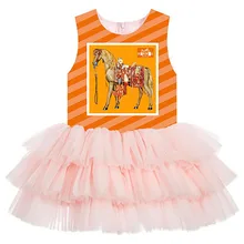 Нарядное платье для девочек на день рождения; большие Брендовые платья для девочек на свадьбу; коллекция года; торжественное бальное платье принцессы с принтом; детское модное платье