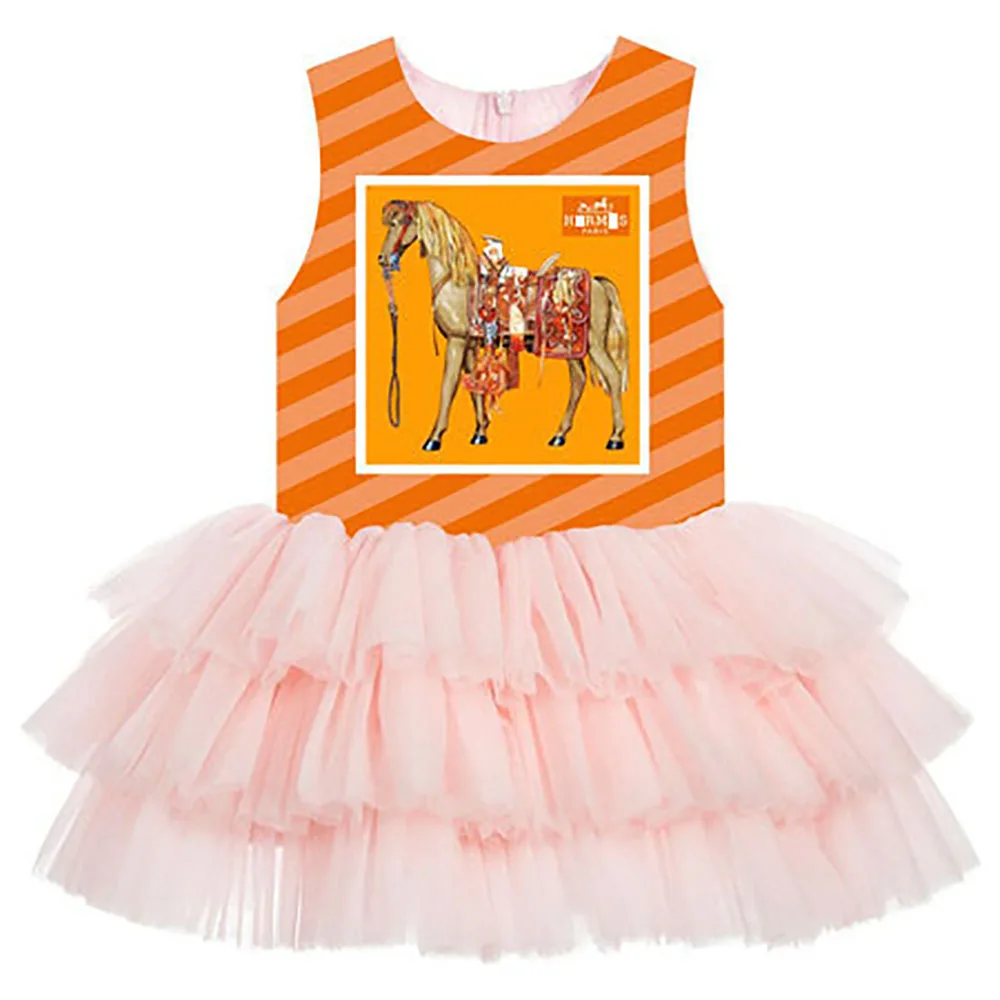 

Girl Birthday Party Dress big brand Girls Dresses For Wedding 2019 print Formal Princess Ball Gown Kids fashion dresse