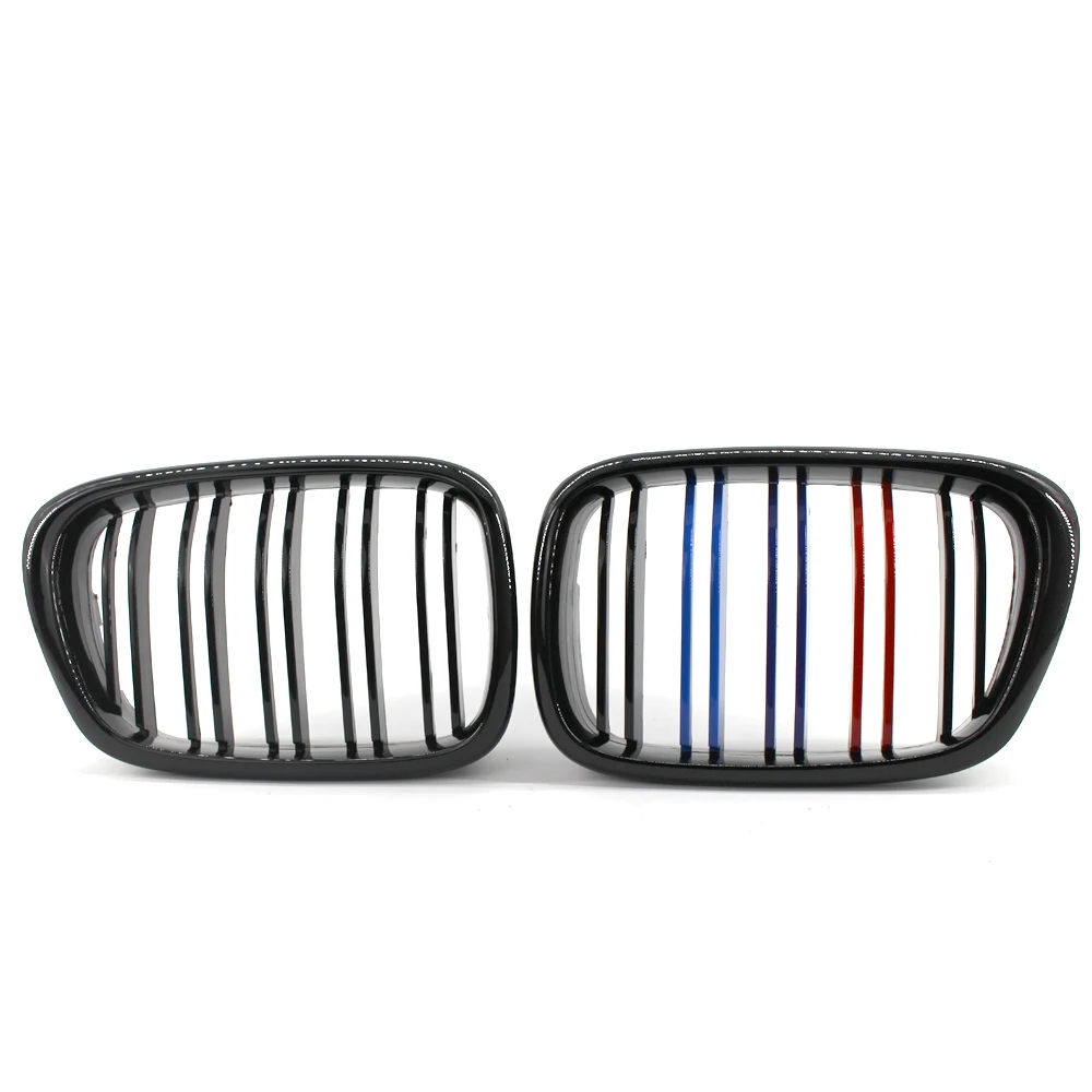 

Gloss Black Double Slat M-Color Front Kidney Grilles For BMW E39 525 528 99-03