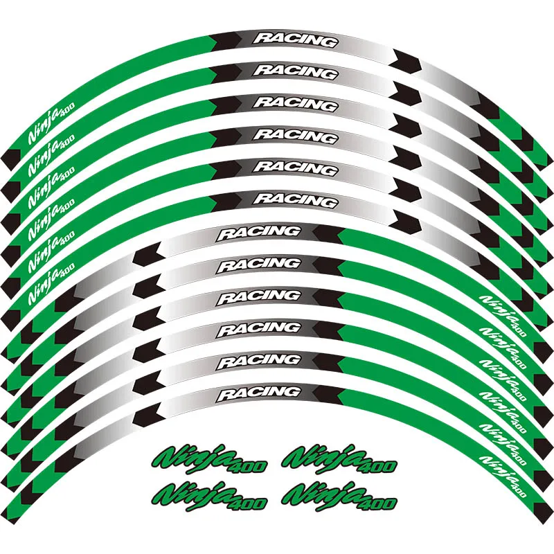 Новинка, высокое качество, 12 шт., подходит для мотоцикла, наклейка для колес, в полоску, светоотражающий обод для Kawasaki ninja 400 ninja400