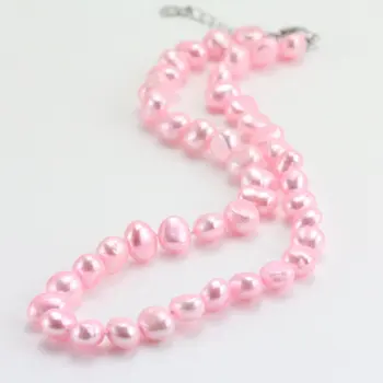 

Unique Pearls jewellery Store,Baby Pink Pearl Necklace,8-9mm Nugget Baroque Freshwater Pearl Necklace