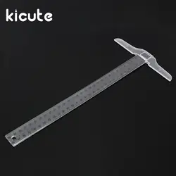 Kicute 12 "T Форма Пластик правитель прозрачный размеры прямой линейки меру инструмент для рисования Товары для рисования