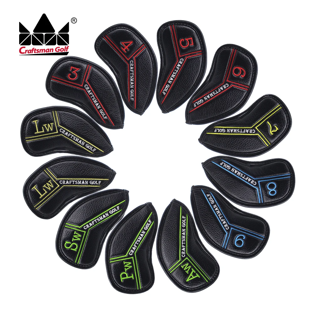 

Colorful Golf Iron Covers Club Headcovers Embroidery Color Marking 12PCS 3 4 5 6 7 8 9 AW SW PW LW LW Club Fit MP JPX AP2