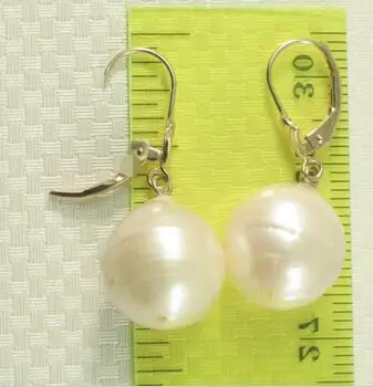 

>>>>noble jewelry White Nucleated Baroque Pearls Dangle Earrings