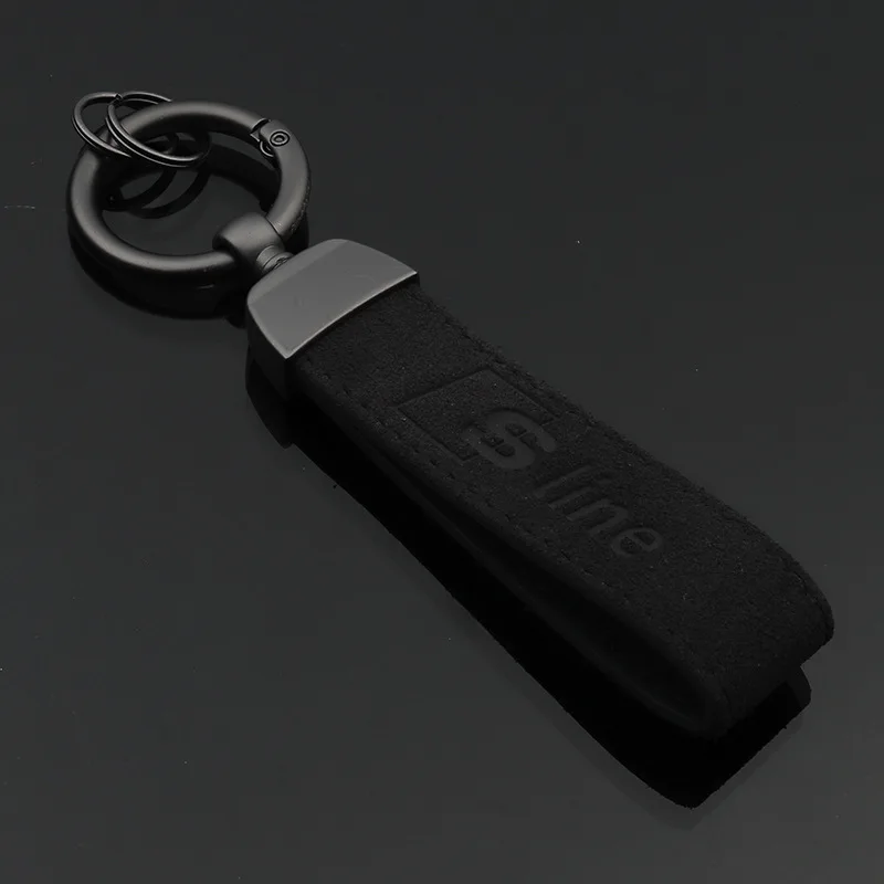 

Metal keychain Car logo keychain Genuine leather keyring key holder keychains auto faishion accessories for Audi Sline