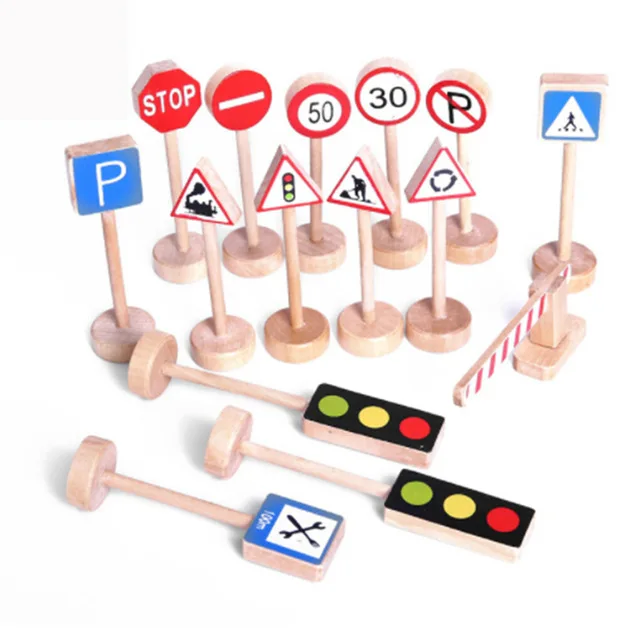 15 шт./компл. красочные деревянные уличные дорожные знаки парковка сцены Дети Обучающие игрушки набор для детей подарок на день рождения