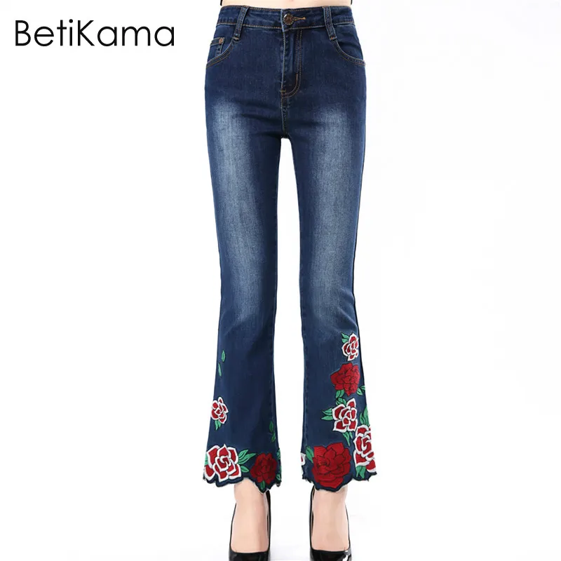 Мама Джинсы для женщин вышитые Мотобрюки Для с плюс Размеры 6xl Denim Over D Femme