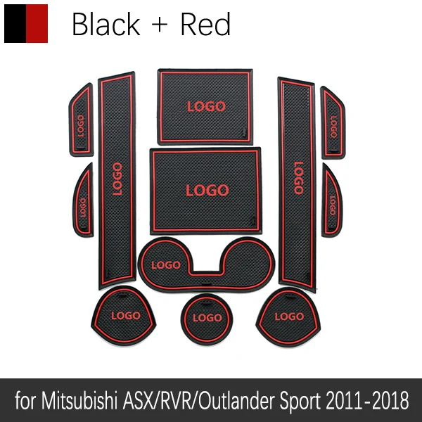 Противоскользящие резиновые ворота слот чашки коврик для Mitsubishi ASX Lancer EVO X Outlander Pajero Sport Eclipse кросс-аксессуары наклейки - Название цвета: Red ASX 11-18