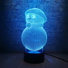 3D новинка милый снеговик ночной Светильник для создания уютной атмосферы RGB красочное освещение настольная Светодиодная лампа Декор детские игрушки Рождественский подарок на год