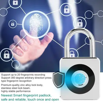 

USB Rechargeable Smart Door Lock Keyless Fingerprint Padlock Waterproof Anti-Theft Security Lock For Suitcase Cabinet Door Bike