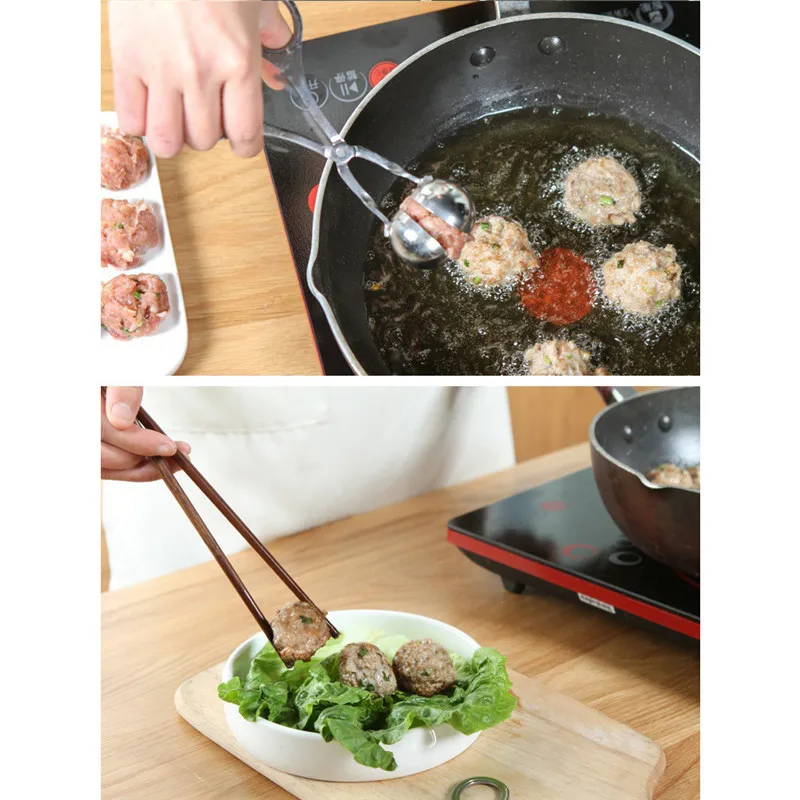 Полезный Meatball чайник из нержавеющей стали аппарат для изготовления фрикаделек шар с зажимом DIY Рыба рисовый шар Круглые кухонные принадлежности, формочки