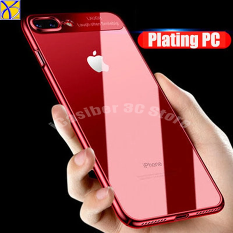 100 шт Роскошная пленка, поликарбонат чехол для Apple IPhone X 8 Plus тонкое гальваническое покрытие PC задняя крышка чехол для iPhone 6 6 S 7 Plus чехол