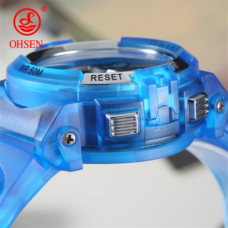 Топ продаж OHSEN модные повседневные часы детские спортивные часы водонепроницаемый светодиодный цифровые часы детские наручные часы студенческие наручные часы
