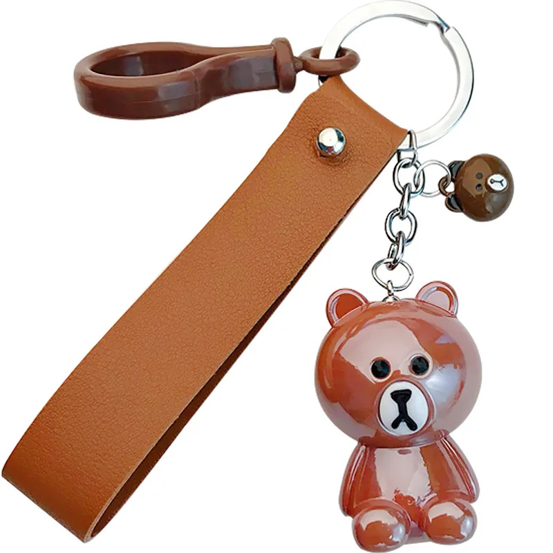 Newest Cute Anime Keychain Cartoon Bear Key Chain for Car Keys Soft Lovers Ring Women Holder Bag Pendant Girls Gift | Украшения и