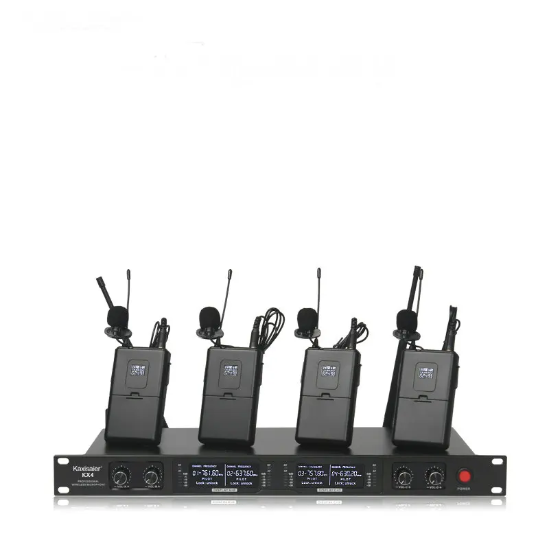 Профессиональный UHF беспроводной микрофон для караоке системы с четырьмя ручной передатчик микрофона