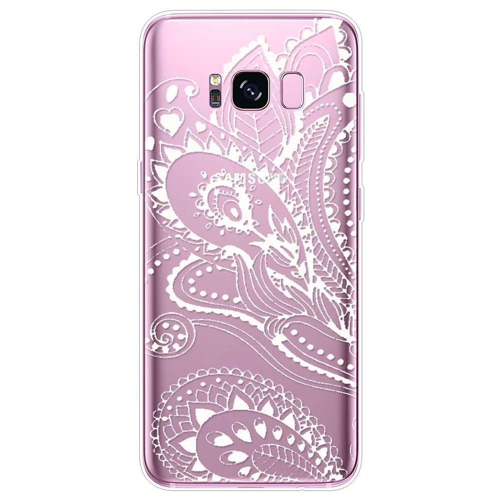 Прозрачный термополиуретановый чехол для samsung Galaxy S6 S7 край S9 плюс A3 A5 Note 9 J3 J5 J7 A6 A8 с цветочными кружевами для samsung S8 чехол - Цвет: bdcao