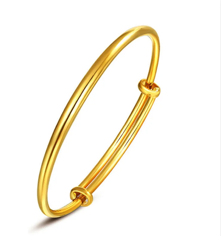 Вьетнамский аллювиальный Золотой Браслеты Мода Минимализм нежный круговой трубки гибкий браслет ювелирные украшения для женщин