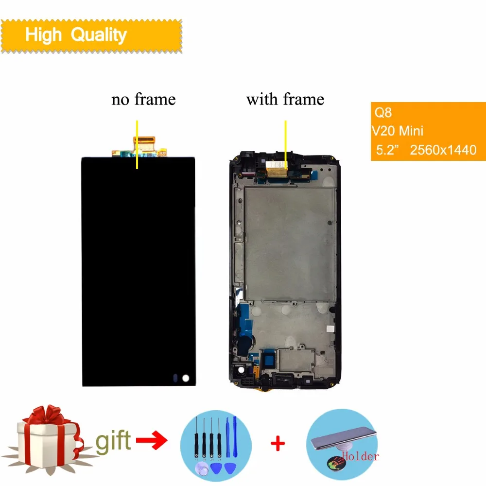 

For LG Q8 FULL LCD Display Touch Screen with Digitizer complete Assembly With Frame Free Shipping H970 for 5.2" LG V20 Mini lcd