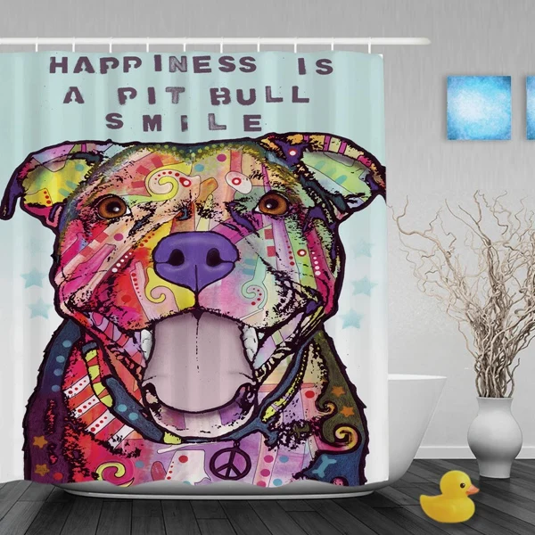 Милые Pitbull Занавески для душа легкость Книги по искусству собака Ванная комната Занавески для душа забавные животные высокое качество полиэстер Ванная комната Шторы - Цвет: 10