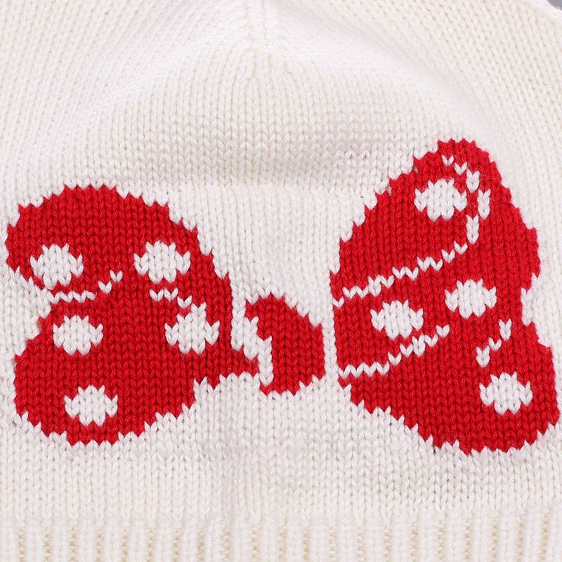 Bow Pattern Baby Girls Beanies Hat Thicken Warm Winter Sukll Cap Knitted Cotton Bonnet Single Layer Earflap Hat Boneless Comfortable (4)