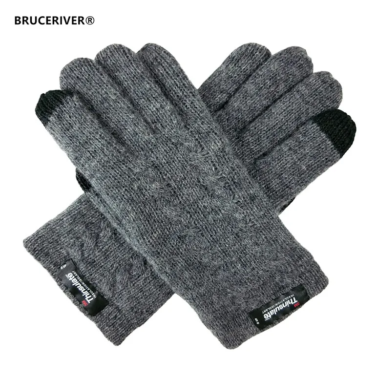 Grey Bruciver женские перчатки из чистой шерсти с сенсорным экраном и подкладкой Thinsulate и кабельным дизайном - Цвет: Grey