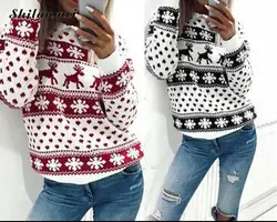 Новая мода 2018 осень для женщин свитер повседневные с длинным рукавом Knittedpullover Топы корректирующие Рождество зимние женские теплые свитеры
